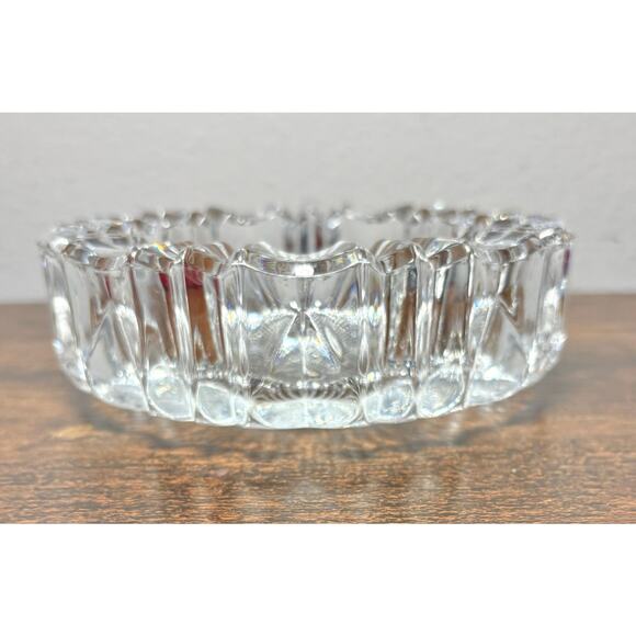Vintage MCM Heavy Glass Crystal Ashtray Hoya Japan Cigar & Cigarette 6” - Picture 1 of 7